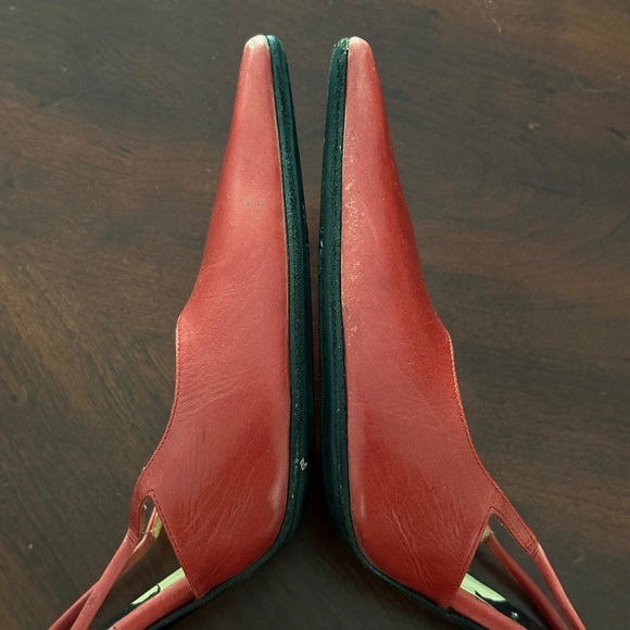 Alain Tondowski Paris Red Pointed Toe Sling Back Heels Size US 9 - Picture 7 of 12